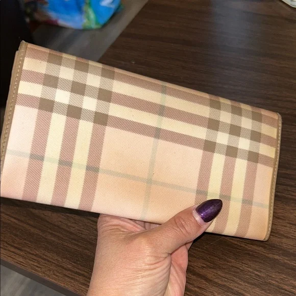 Burberry Beige and Brown Plaid Clutch